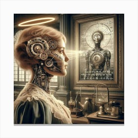 Woman With A Clock Canvas Print