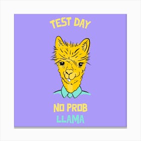 Test Day No Prob Llama - Quote Design Template Featuring An Illustration Of A Llama Canvas Print