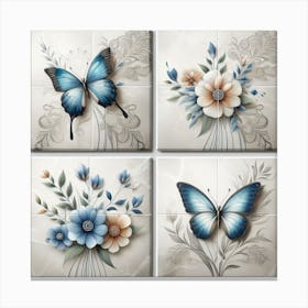 Decorative Art Butterfly Tiles 4 Canvas Print