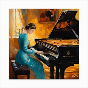 Woman Playing The Piano 2 Canvas Print