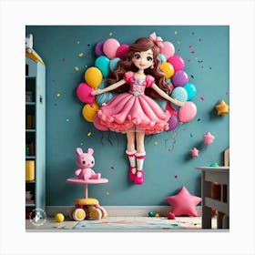 Girl With Balloons Canvas Print