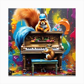Squirrel On The Piano Canvas Print