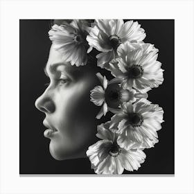 Portrait Of A Woman With Flowers In Her Hair Canvas Print