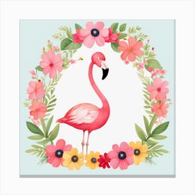 Floral Baby Flamingo Nursery Illustration (22) Canvas Print