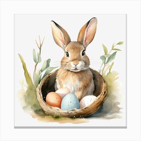 Easter Bunny In Nest Canvas Print