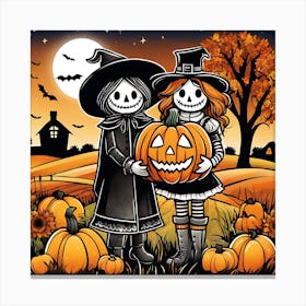 Halloween Skeletons Canvas Print