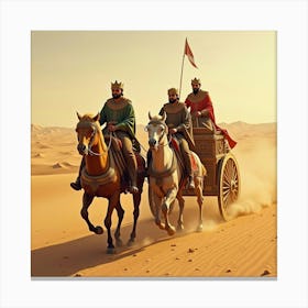 A Royal Egyptian Chariot Racing Through The Desert With Golden Sand Trails 1 Canvas Print