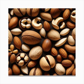 Nuts On Black Background 3 Canvas Print