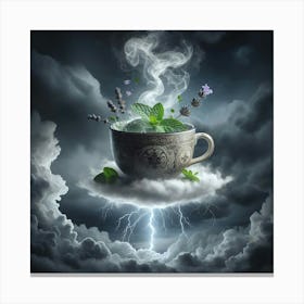 Tea Cup In The Clouds Canvas Print