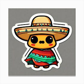 Mexican Sombrero And Pancho Sticker 2d Cute Fantasy Dreamy Vector Illustration 2d Flat Center (2) Canvas Print