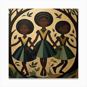 Three Little Black Girls Canvas Print