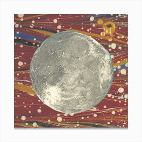 Moon Collage Deep Red Canvas Print