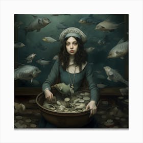 Woman In A Bowl Canvas Print