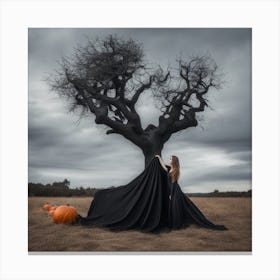 Girl In A Black Dress Canvas Print