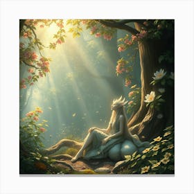 Fairy Sitting In The Forest Canvas Print