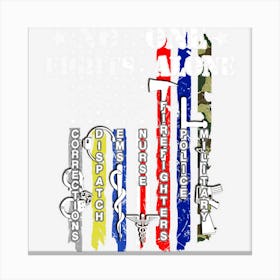 No One Fights Alone Usa Flag Veterans Army Police Ems Canvas Print