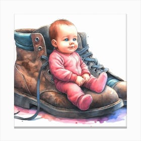 Baby In Boots Canvas Print