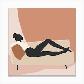 Woman Relaxing On A Couch 1 Canvas Print