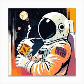 Astronaut Drinking Beer Canvas Print