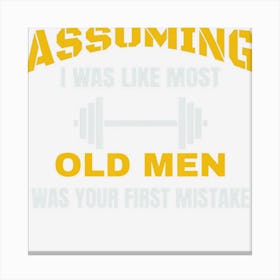 Mens Old Man Weightlifting Canvas Print