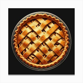 "Scrumptious Still Life of a Freshly Baked Apple Pie with a Flaky Golden Crust, Perfectly Imperfect and Overflowing with Sweet, Tender Apples, Capturing the Essence of Comfort and Nostalgia in Every Bite Canvas Print