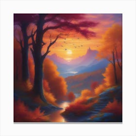 Sunset In The Woods 1 Canvas Print