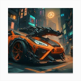 Pumpkin Car (Cyberpunk37) Canvas Print