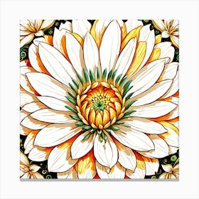 , Illustrate A Close Up Of A Blooming Flower With Intricate Canvas Print