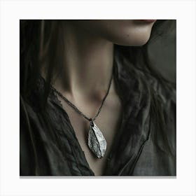 Silver Leaf Necklace Canvas Print