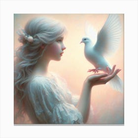 Girl and Dove Canvas Print