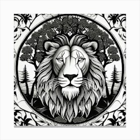 Lion In The Forest 30 Canvas Print