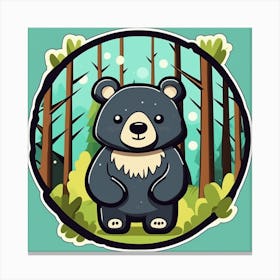 Cartoon Bear In The Forest 1 Canvas Print