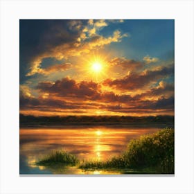 Sunset Over The Lake 1 Canvas Print