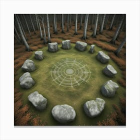 Stone Circle In The Forest 1 Canvas Print