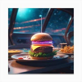 Burger In Space 24 Canvas Print