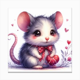 Mouse cub Valentine's day 2 Canvas Print