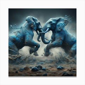 Elephants Fighting 1 Canvas Print