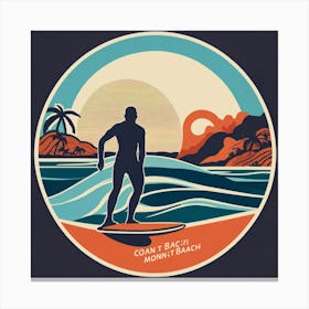 Round Logo Montabeach Minimaliste Ocean Wave Surfi (8) Canvas Print
