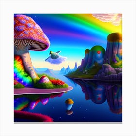 Rainbow And Mushrooms 1 Canvas Print
