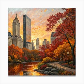 Central Park At Sunset Canvas Print