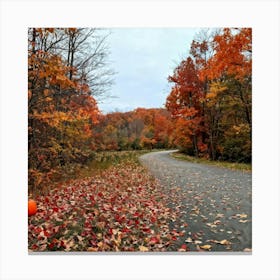 A Crisp American Autumn Scene Unfolds Embodying The Quiet Beauty Of A Fall Nature Trail Transitioni (5) Canvas Print