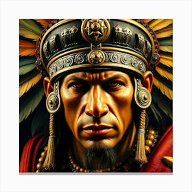 Portrait Of A Native American Aztec Canvas Print