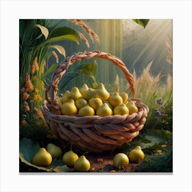 Pears In A Basket Canvas Print