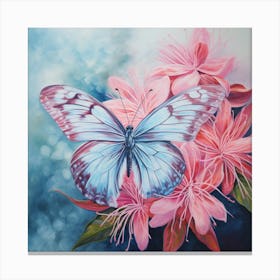 Butterfly On Pink Flowers Canvas Print