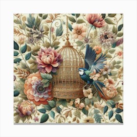 Bird cage with flowers Canvas Print