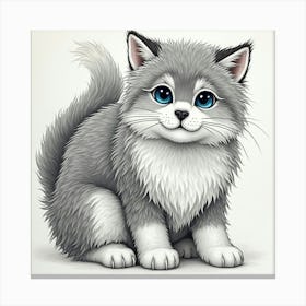 Cute Gray And White Cat Leinwandbild