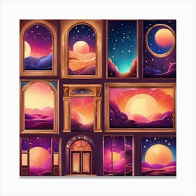 Abstract Doors And Windows Frames Universe Stars Canvas Print