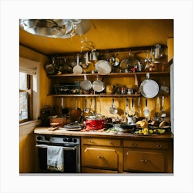 A Photo Of A Kitchen With A Variety Of Cooking Ute (2) Canvas Print