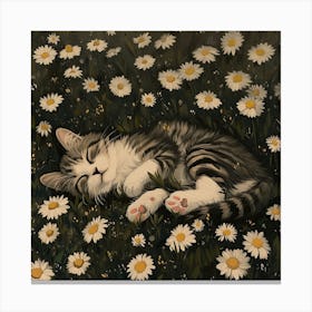 Sleeping Kitten Fairycore Painting 2 Canvas Print