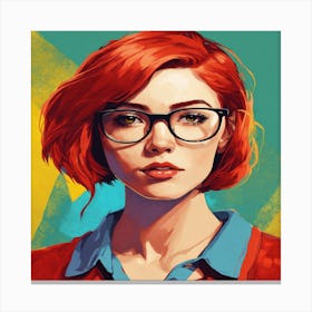 Girl With Red Hair And Glasses 1 Canvas Print